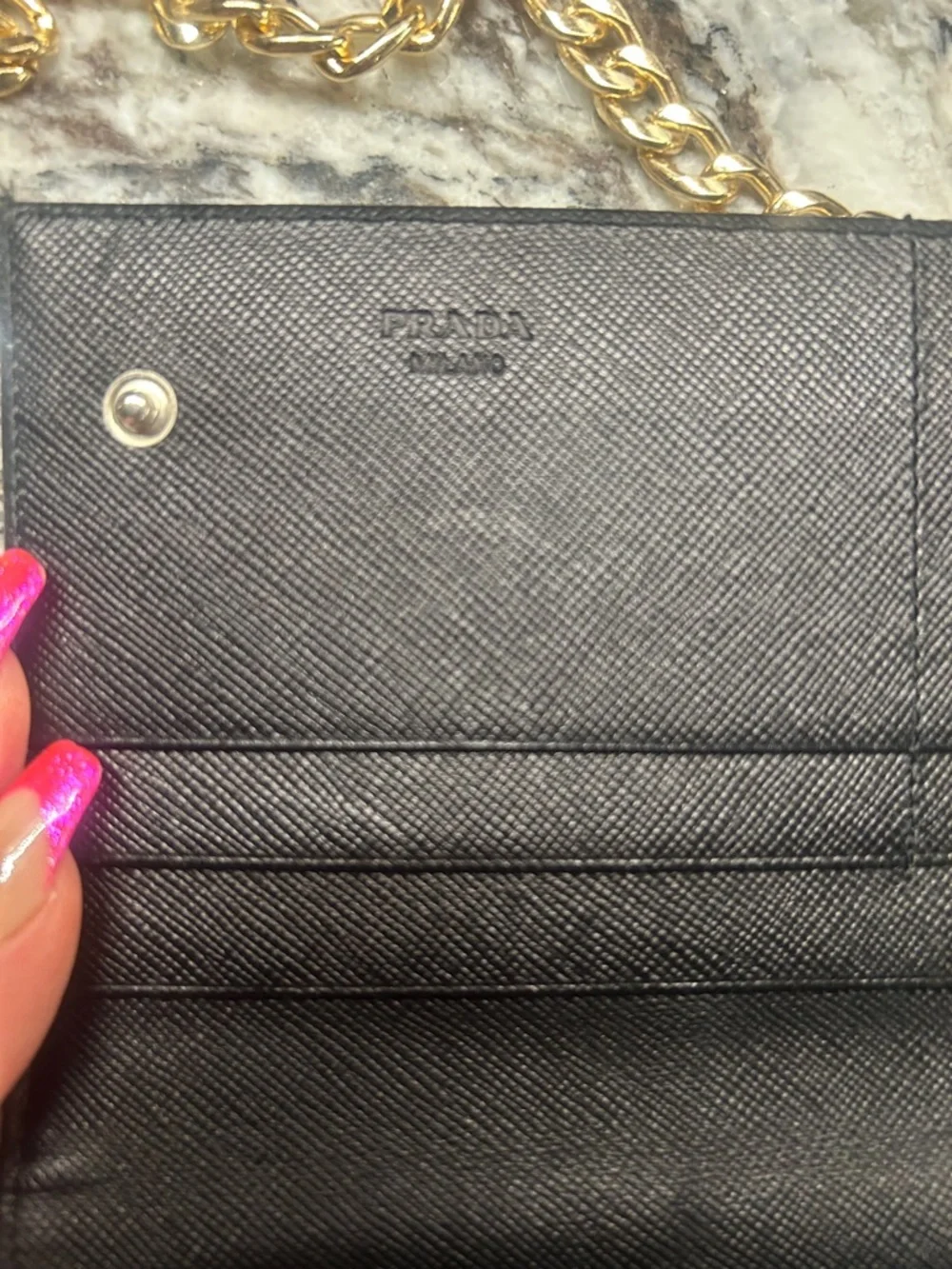 Prada Black Wallet on Chain with Gold Hardware COA and box - Picture 8 of 16